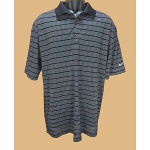 Nike Golf Mens Dri-Fit Performance Black Striped Polo Large